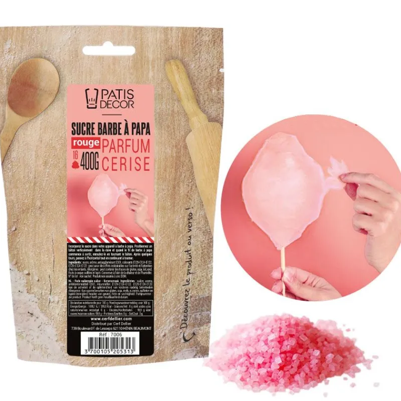 Cerf Dellier Sucre barbe à papa Cerise 400 g