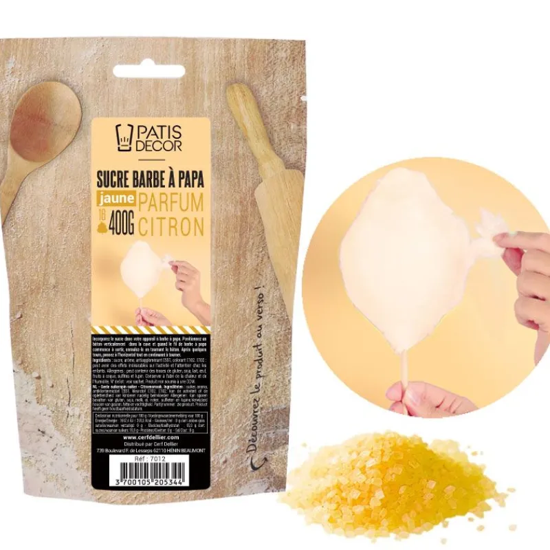 Cerf Dellier Sucre barbe à papa Citron 400g