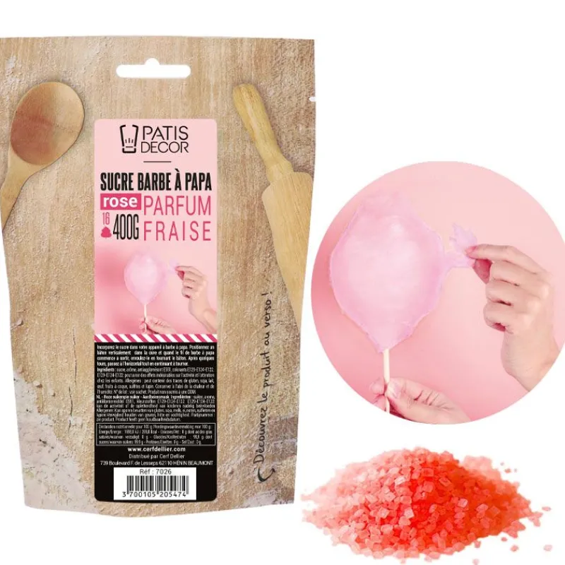 Cerf Dellier Sucre barbe à papa Fraise 400 g