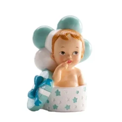 Cerf Dellier Sujet de baptême bébé garçon dans boîte à cadeau
