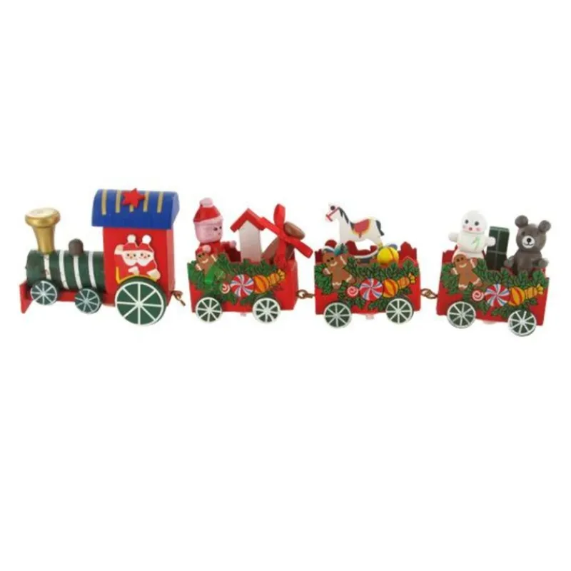 Cerf Dellier Train de Noël en bois sur pique