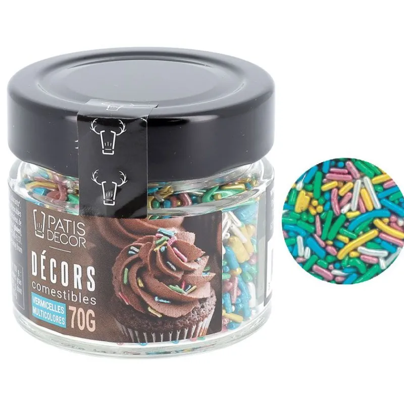 Cerf Dellier Vermicelles comestibles multicolores 70 g